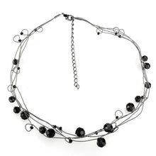 Load image into Gallery viewer, LO4714 - Ruthenium White Metal Necklace with Synthetic Synthetic Glass in Jet