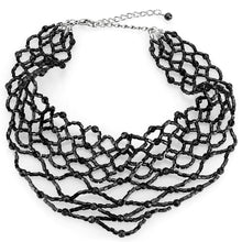 Load image into Gallery viewer, LO4716 - Rhodium Brass Necklace with Synthetic Synthetic Glass in Jet