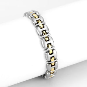 LO4739 - Gold+Rhodium White Metal Bracelet with No Stone