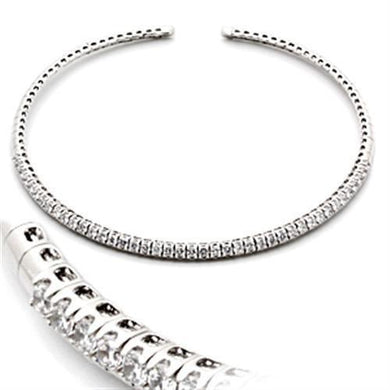 LO829 - Rhodium Brass Necklace with AAA Grade CZ  in Clear