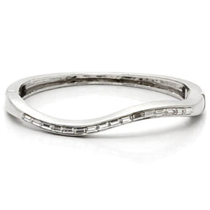 LO850 - Imitation Rhodium Brass Bangle with Top Grade Crystal  in Clear