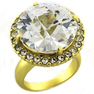 LOA1001 - Matte Gold Brass Ring with AAA Grade CZ  in Clear