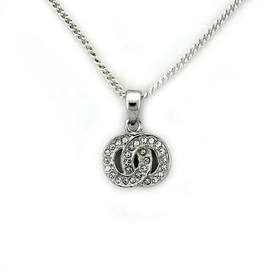 LOA1163 - Rhodium Brass Chain Pendant with Top Grade Crystal  in Clear
