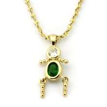 Load image into Gallery viewer, LOA1358 - Gold Brass Chain Pendant with AAA Grade CZ  in Emerald