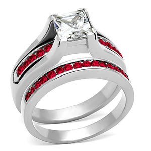 LOA1362 - High polished (no plating) Stainless Steel Ring with AAA Grade CZ  in Multi Color