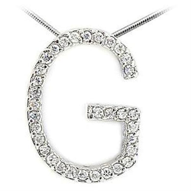 LOA258 - High-Polished 925 Sterling Silver Pendant with AAA Grade CZ  in Clear