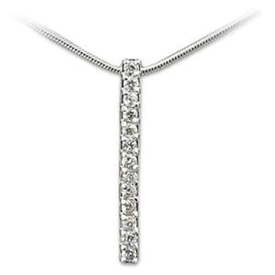 LOA260 - High-Polished 925 Sterling Silver Pendant with AAA Grade CZ  in Clear