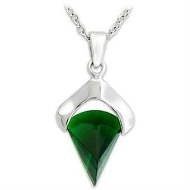 LOA566 - Silver 925 Sterling Silver Pendant with Synthetic Synthetic Glass in Emerald
