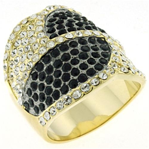 LOA607 - Gold & Brush Brass Ring with Top Grade Crystal  in Multi Color