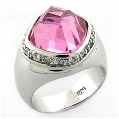 LOA641 - Rhodium 925 Sterling Silver Ring with AAA Grade CZ  in Rose