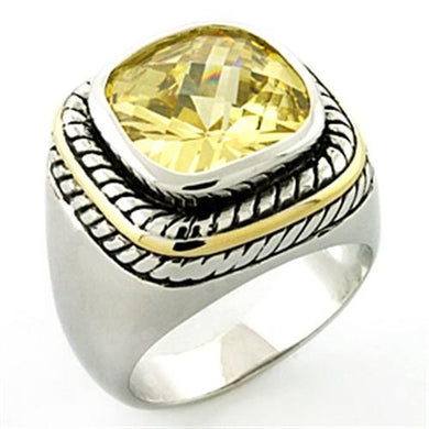 LOA668 - Rhodium Brass Ring with AAA Grade CZ  in Citrine