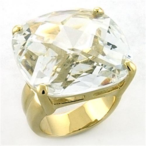 LOA680 - Gold Brass Ring with AAA Grade CZ  in Clear