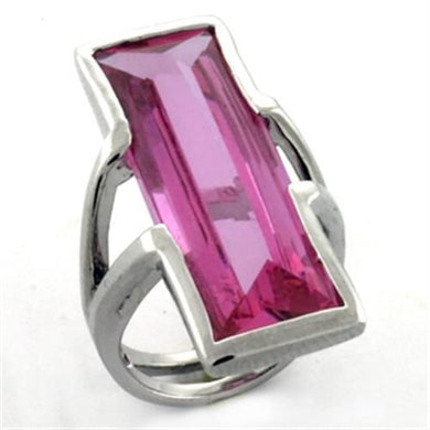 LOA737 - Rhodium Brass Ring with AAA Grade CZ  in Rose