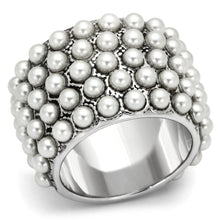 Load image into Gallery viewer, LOA832 - Rhodium Brass Ring with Synthetic Pearl in White