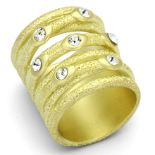 Load image into Gallery viewer, LOA833 - Matte Gold Brass Ring with Top Grade Crystal  in Clear