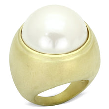 Load image into Gallery viewer, LOA835 - Matte Gold Brass Ring with Synthetic Pearl in White
