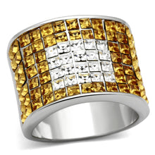Load image into Gallery viewer, LOA839 - Rhodium Brass Ring with Top Grade Crystal  in Topaz