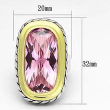 Load image into Gallery viewer, LOA841 - Reverse Two-Tone Brass Ring with AAA Grade CZ  in Rose