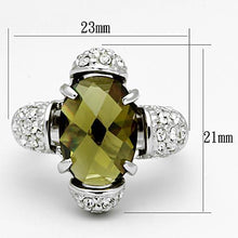 Load image into Gallery viewer, LOA842 - Rhodium Brass Ring with AAA Grade CZ  in Olivine color