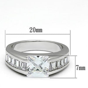 LOA843 - Rhodium Brass Ring with AAA Grade CZ  in Clear