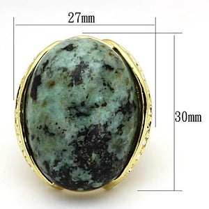 LOA844 - Gold Brass Ring with Semi-Precious Turquoise in Sea Blue