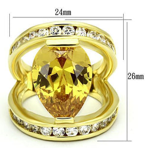LOA849 - Gold Brass Ring with AAA Grade CZ  in Topaz