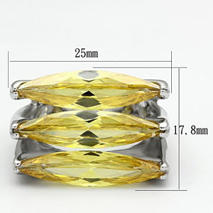 LOA850 - Rhodium Brass Ring with AAA Grade CZ  in Topaz