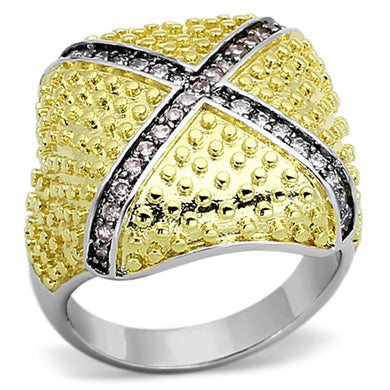 LOA878 - Rhodium+Gold+ Ruthenium Brass Ring with AAA Grade CZ  in Rose