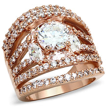 Load image into Gallery viewer, LOA879 - Rose Gold Brass Ring with AAA Grade CZ  in Clear