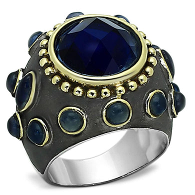LOA880 - Reverse Two-Tone Brass Ring with Synthetic Synthetic Glass in Montana