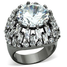 Load image into Gallery viewer, LOA885 - Ruthenium Brass Ring with AAA Grade CZ  in Clear