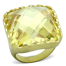 Load image into Gallery viewer, LOA888 - Matte Gold Brass Ring with AAA Grade CZ  in Citrine Yellow