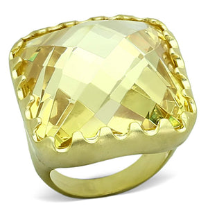 LOA888 - Matte Gold Brass Ring with AAA Grade CZ  in Citrine Yellow