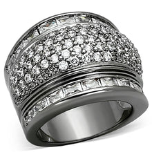 Load image into Gallery viewer, LOA894 - Ruthenium Brass Ring with AAA Grade CZ  in Clear