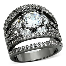 Load image into Gallery viewer, LOA895 - Ruthenium Brass Ring with AAA Grade CZ  in Clear