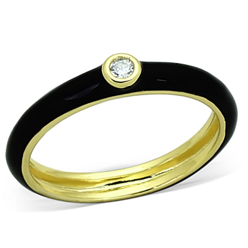LOA896 - Gold Brass Ring with AAA Grade CZ  in Clear