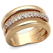 Load image into Gallery viewer, LOA900 - Rose Gold Brass Ring with AAA Grade CZ  in Clear