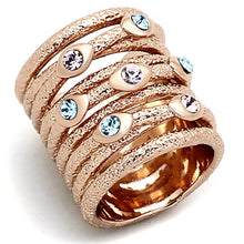 Load image into Gallery viewer, LOA909 - Rose Gold Brass Ring with Top Grade Crystal  in Multi Color