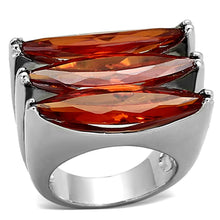 Load image into Gallery viewer, LOA917 - Rhodium Brass Ring with AAA Grade CZ  in Orange