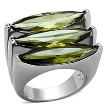 Load image into Gallery viewer, LOA918 - Rhodium Brass Ring with AAA Grade CZ  in Olivine color