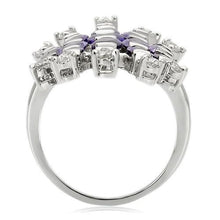 Load image into Gallery viewer, LOA933 - Rhodium Brass Ring with AAA Grade CZ  in Amethyst
