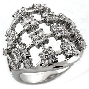 LOA996 - Rhodium Brass Ring with AAA Grade CZ  in Clear