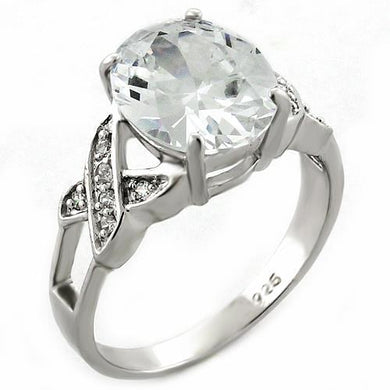 LOAS1005 - Rhodium 925 Sterling Silver Ring with AAA Grade CZ  in Clear