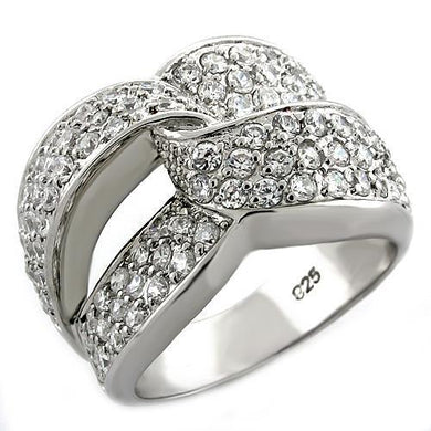 LOAS1006 - Rhodium 925 Sterling Silver Ring with AAA Grade CZ  in Clear