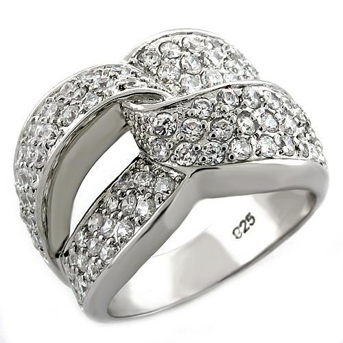 LOAS1006 - Rhodium 925 Sterling Silver Ring with AAA Grade CZ  in Clear