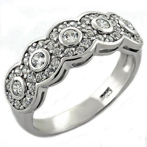 LOAS1017 - Rhodium 925 Sterling Silver Ring with AAA Grade CZ  in Clear
