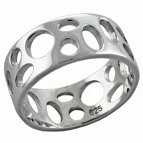 LOAS1026 - High-Polished 925 Sterling Silver Ring with No Stone