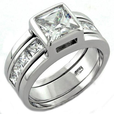 LOAS1034 - Rhodium 925 Sterling Silver Ring with AAA Grade CZ  in Clear