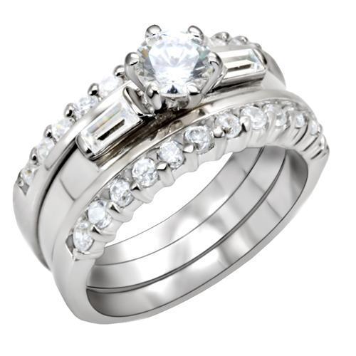 LOAS1040 - High-Polished 925 Sterling Silver Ring with AAA Grade CZ  in Clear