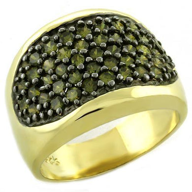 LOAS1042 - Gold 925 Sterling Silver Ring with AAA Grade CZ  in Peridot